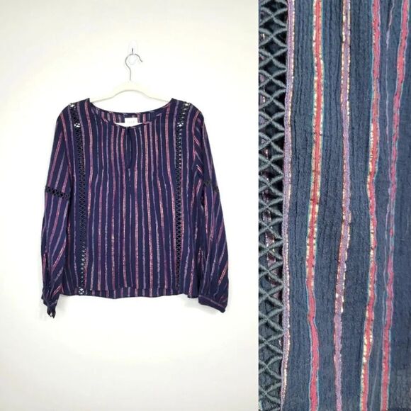 Anthropologie tryb navy metalic blouse - Picture 1 of 9